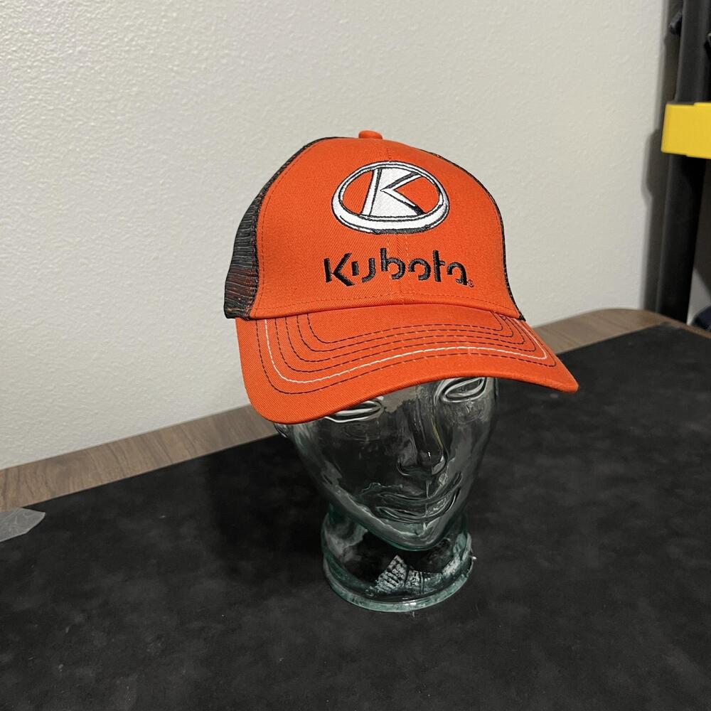 Vintage Kubota K-Products Hat Cap Snap Back Orange Mesh Trucker Mens OS Farm